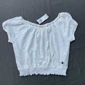 Abercrombie & Fitch White eyelet half-top size XS